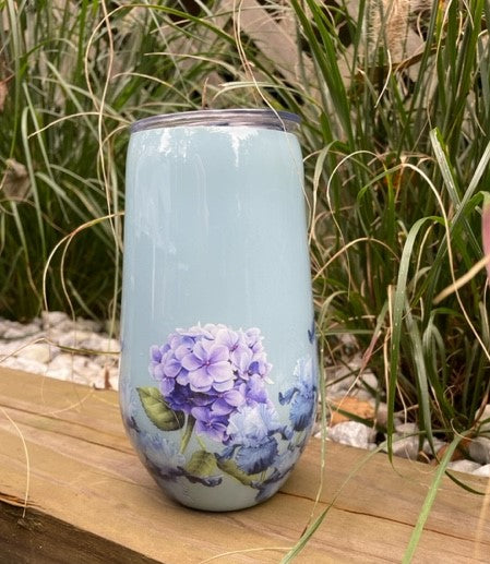 Blue Floral Wine Tumbler
