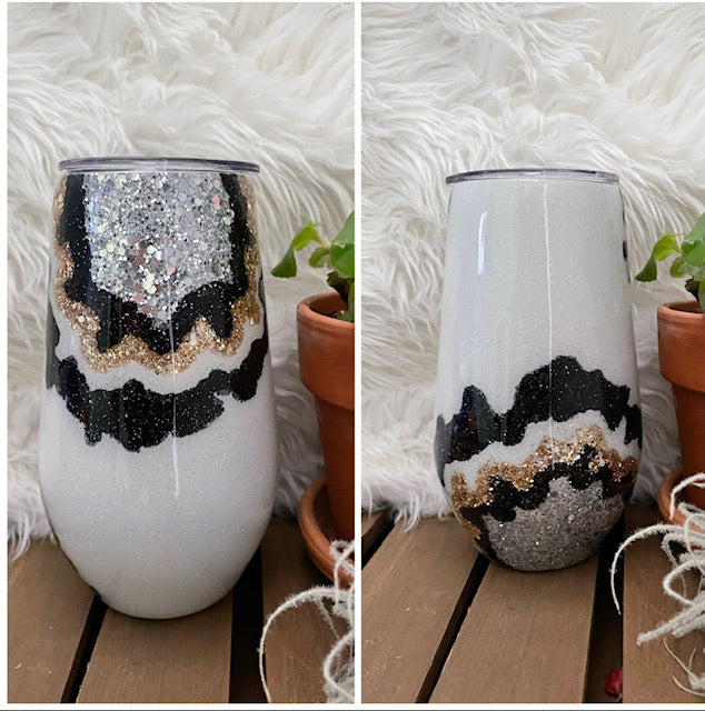 Black geode wine tumbler