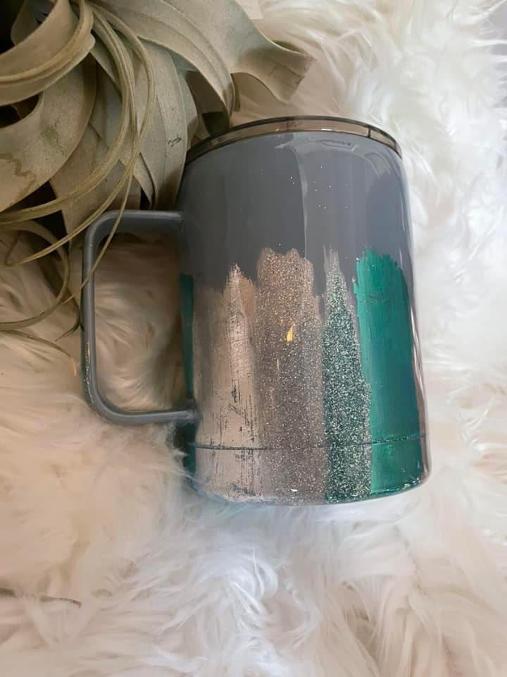 Blue foil coffee cup