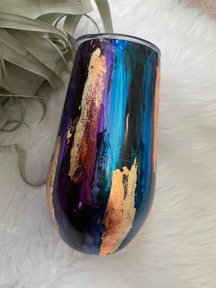 Blue foil wine tumbler