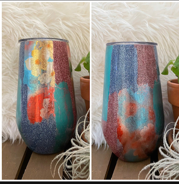 Floral foil wine tumbler