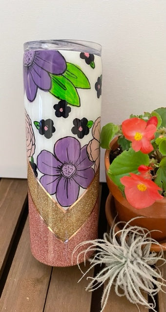 Purple floral V split