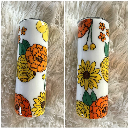 Orange & Yellow hand painted Floral