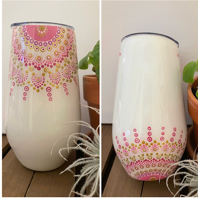 Pink dotted wine tumbler