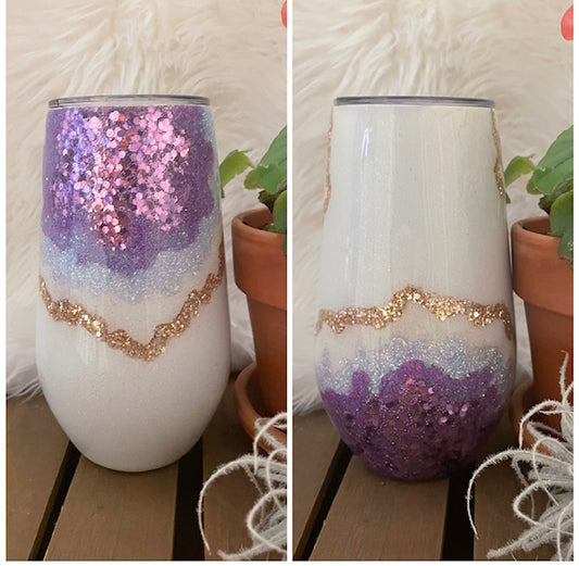 Purple geode wine tumbler